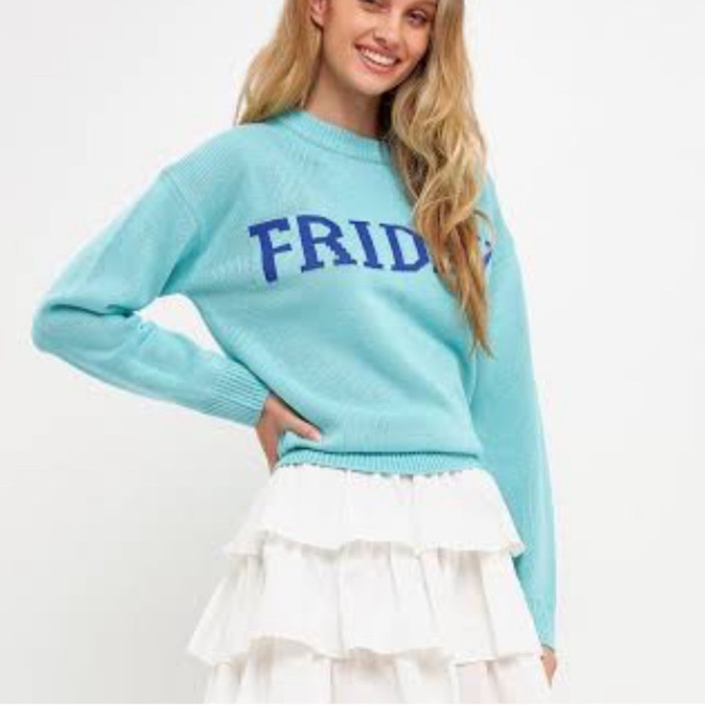 English Factory FRIDAY Aqua blue sweater